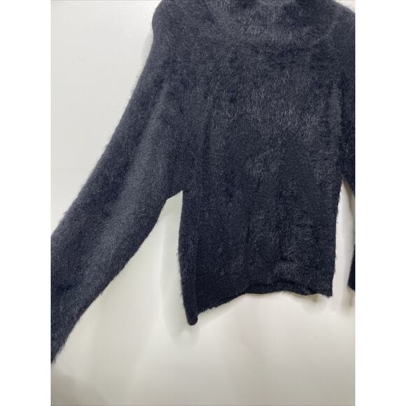 Marled Reunited Clothing Sweater Faux Fur Black Mock Neck Fuzzy Goth Dark Small - Picture 3 of 8
